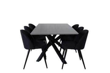 Piazza Spisebordssæt 180 cm Rektangulær med 6 Velvet Stole