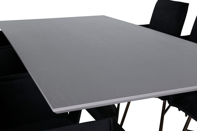 Piazza Spisebordssæt 180 cm Rektangulær med 6 Petra Stole - Svart - Møbler - Borde - Spisebordssæt