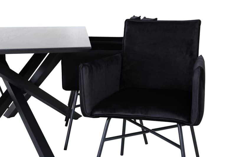 Piazza Spisebordssæt 180 cm Rektangulær med 6 Petra Stole - Svart - Møbler - Borde - Spisebordssæt