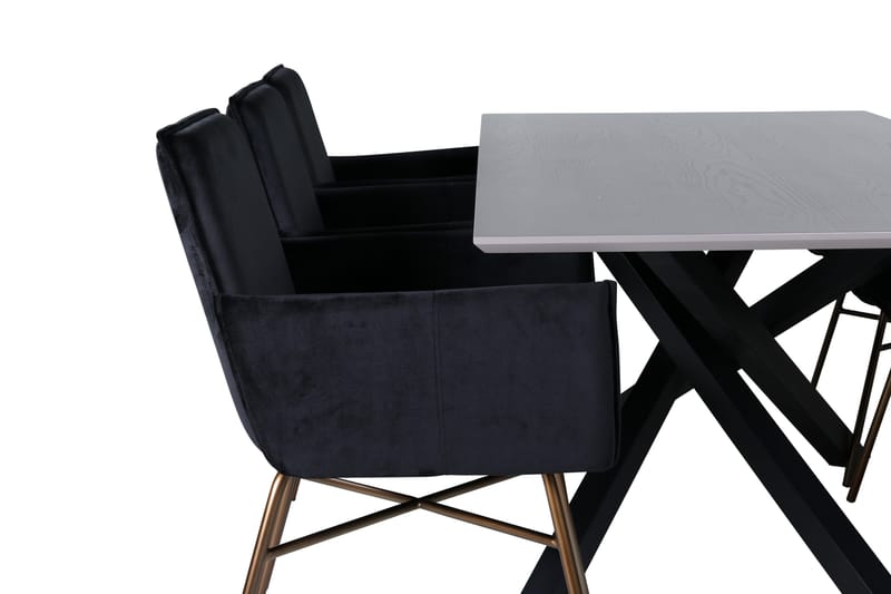 Piazza Spisebordssæt 180 cm Rektangulær med 6 Petra Stole - Svart - Møbler - Borde - Spisebordssæt