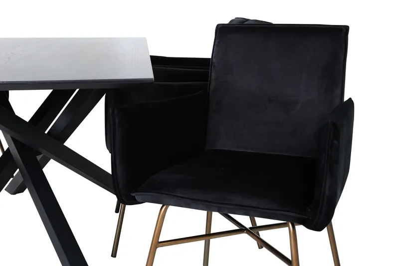 Piazza Spisebordssæt 180 cm Rektangulær med 6 Petra Stole - Svart - Møbler - Borde - Spisebordssæt