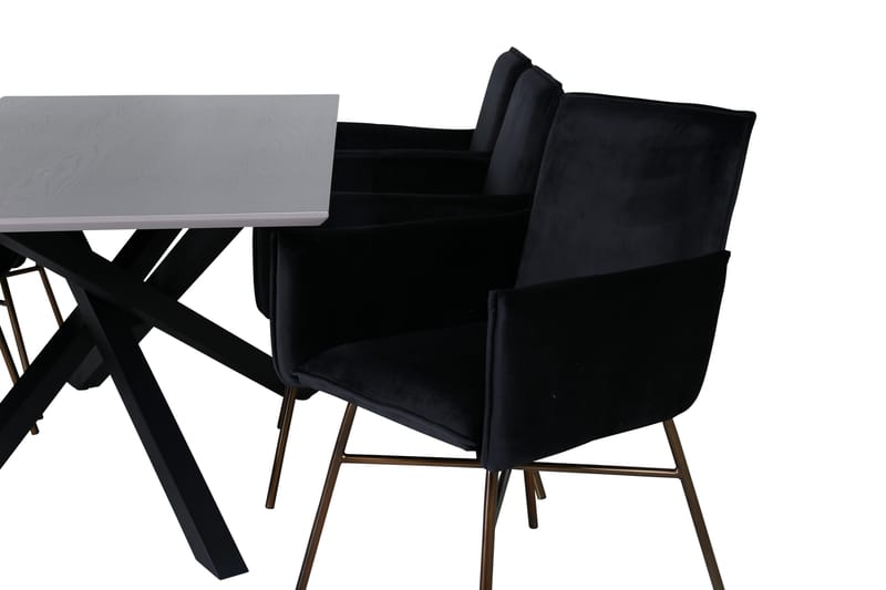 Piazza Spisebordssæt 180 cm Rektangulær med 6 Petra Stole - Svart - Møbler - Borde - Spisebordssæt