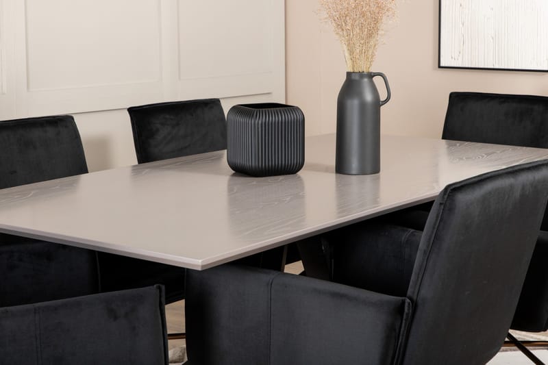 Piazza Spisebordssæt 180 cm Rektangulær med 6 Petra Stole - Svart - Møbler - Borde - Spisebordssæt