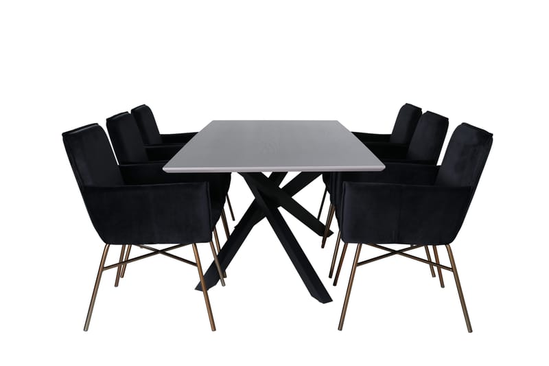 Piazza Spisebordssæt 180 cm Rektangulær med 6 Petra Stole - Svart - Møbler - Borde - Spisebordssæt