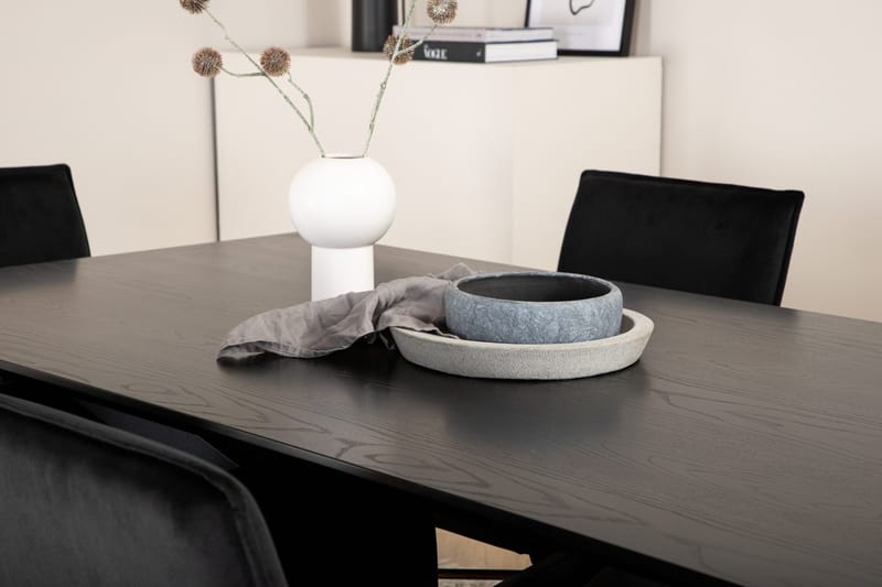 Piazza Spisebordssæt 180 cm Rektangulær med 6 Petra Stole - Svart - Møbler - Borde - Spisebordssæt