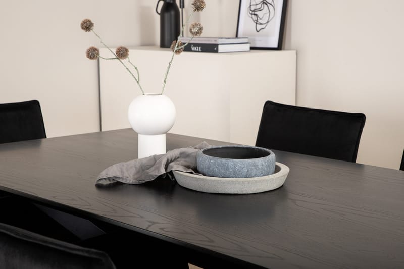 Piazza Spisebordssæt 180 cm Rektangulær med 6 Petra Stole - Svart - Møbler - Borde - Spisebordssæt