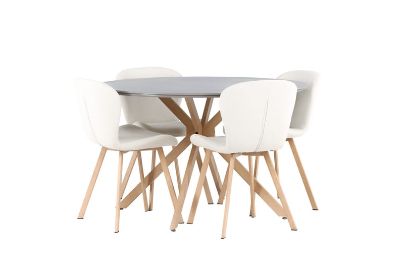 Piazza Spisegruppe 120 cm Rund med 4 Lilja Stole - Grå - Møbler - Borde - Spisebordssæt