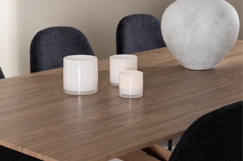 Piazza Spisegruppe 180 cm Rektangulær med 6 Polar stole - Mocca/Svart - Møbler - Borde - Spisebordssæt