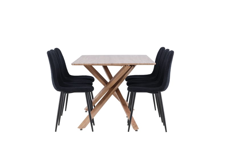 Piazza Spisegruppe 180 cm Rektangulær med 6 Polar stole - Mocca/Svart - Møbler - Borde - Spisebordssæt