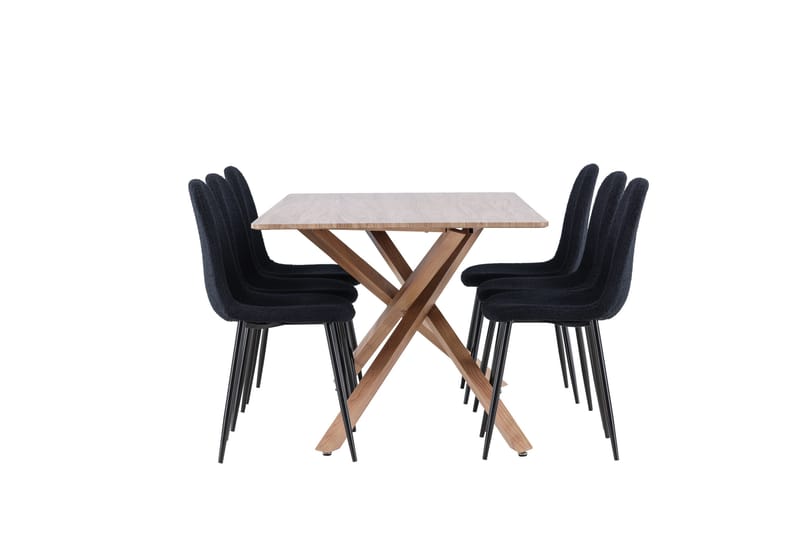 Piazza Spisegruppe 180 cm Rektangulær med 6 Polar stole - Mocca/Svart - Møbler - Borde - Spisebordssæt