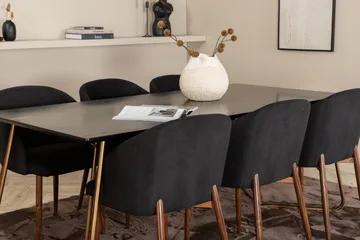 Pipi Spisebordssæt 190 cm inkl 6 Kullersbro Stole - Sort/Kobber/Brun - Møbler - Borde - Spisebordssæt