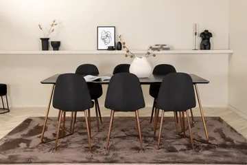 Pipi Spisebordssæt 190 cm inkl. 6 Pontus Stole - Sort/Kobber/Brun - Møbler - Borde - Spisebordssæt
