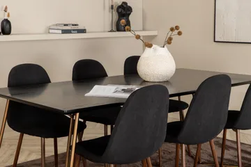 Pipi Spisebordssæt 190 cm inkl. 6 Pontus Stole - Sort/Kobber/Brun - Møbler - Borde - Spisebordssæt