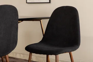 Pipi Spisebordssæt 190 cm inkl. 6 Pontus Stole - Sort/Kobber/Brun - Møbler - Borde - Spisebordssæt