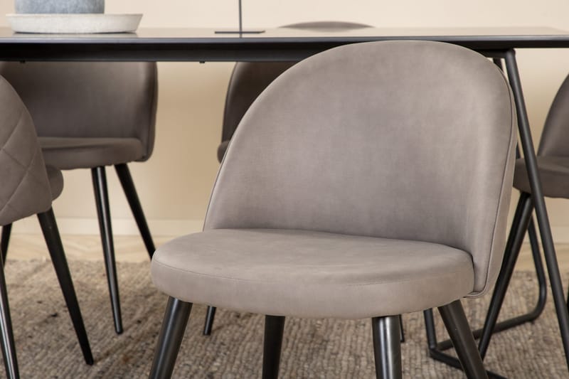 Pippi spisebord med 6 stk. Velvet spisebordsstole - Møbler - Borde - Spisebordssæt