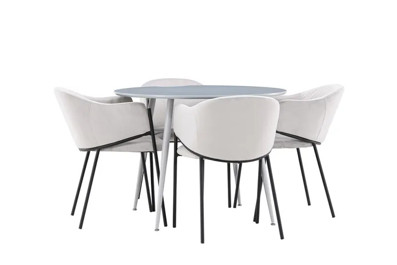 Plaza Spisebord 100 cm med 4 Evelina Armstole - Møbler - Borde - Spisebordssæt