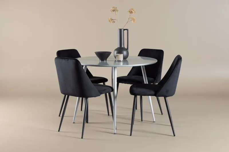 Plaza Spisebord 100 cm med 4 Night Spisebordsstole