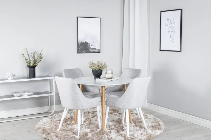 Plaza spisebord 100 cm med 4 Plaza spisebordsstole