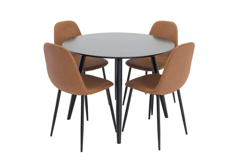 Plaza spisebord 100x100 cm med 4 Polar køkkenstole