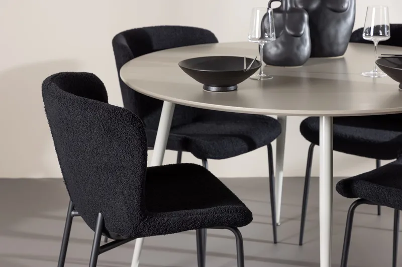 Plaza spisebord 120 cm med 4 Modesto spisebordsstole