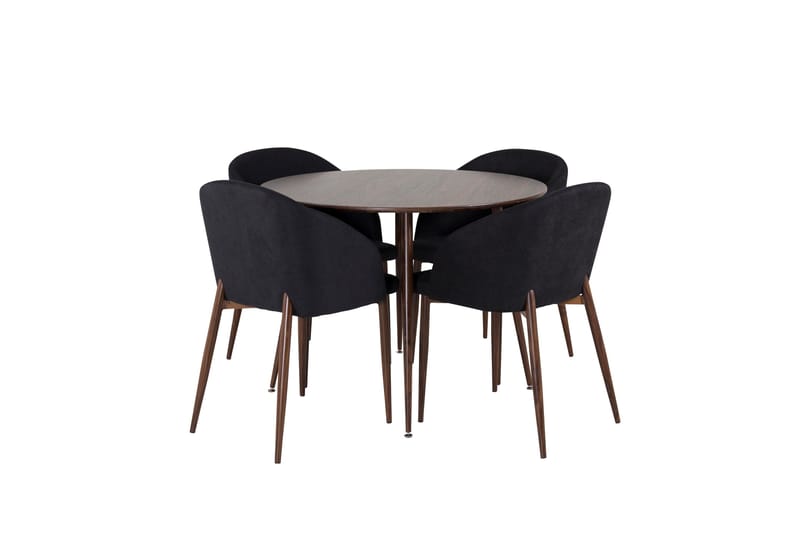 Plaza Spisebordssæt 100 cm Rund med 4 Arch Stole, Svart