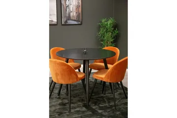 Plaza Spisebordssæt 100 cm Rund med 4 Velvet Stole