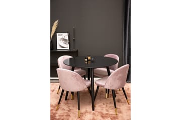 Plaza Spisebordssæt 100 cm Rund med 4 Velvet Stole