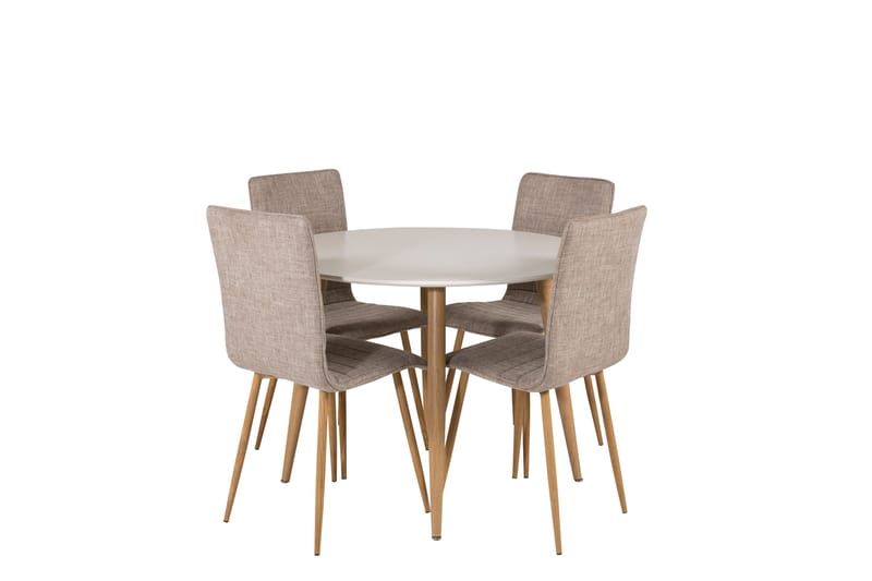 Plaza Spisebordssæt 100 cm Rund med 4 Windu Lyx Stole, Lys grå
