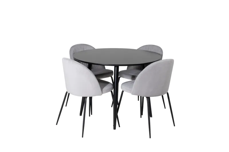 Plaza Spisebordssæt 100 cm Rund med 4 Wrinkles Stole, Svart
