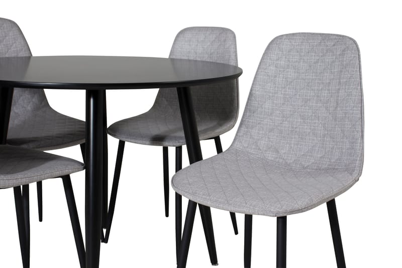 Plaza Spisebordssæt 100 cm Rund med 4 Polar Stole - Svart - Møbler - Borde - Spisebordssæt