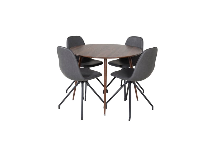 Plaza Spisebordssæt 100 cm Rund med 4 Polar Stole, Svart