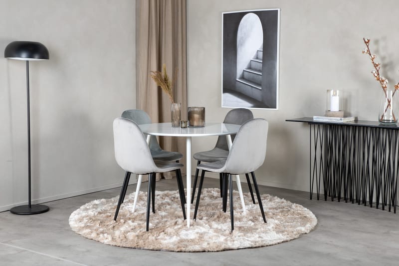 Plaza Spisebordssæt 100 cm Rund med 4 Polar Stole - Svart - Møbler - Borde - Spisebordssæt