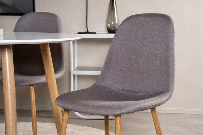 Plaza Spisebordssæt 100 cm Rund med 4 Polar Stole - Natur - Møbler - Borde - Spisebordssæt