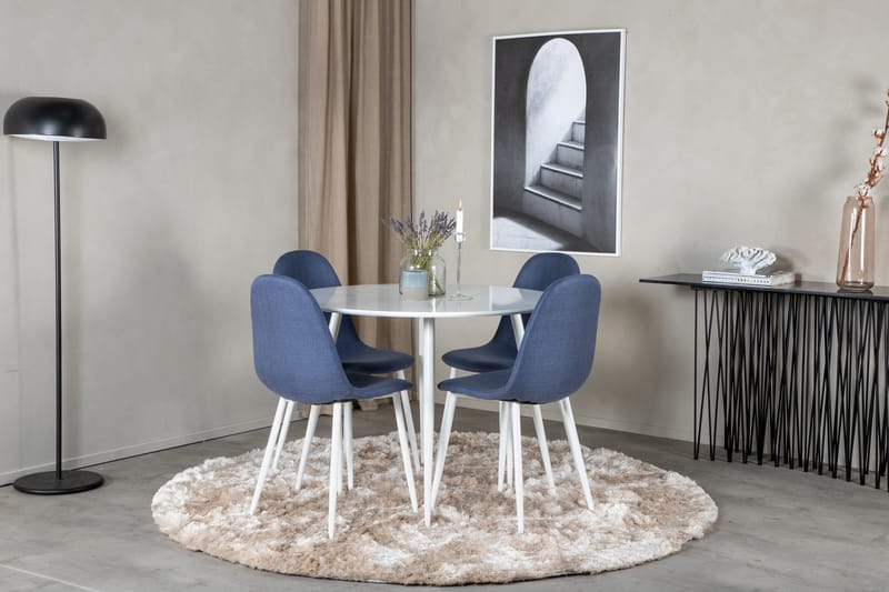 Plaza Spisebordssæt 100 cm Rund med 4 Polar Stole - Svart - Møbler - Borde - Spisebordssæt