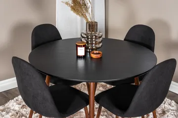 Plaza Spisebordssæt 100 cm Rund med 4 Polar Stole - Svart - Møbler - Borde - Spisebordssæt