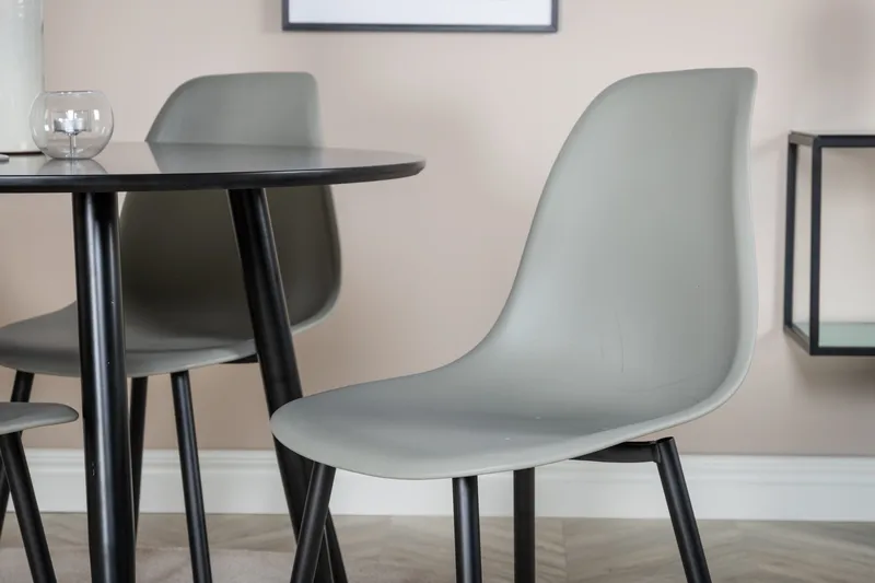 Plaza Spisebordssæt 100 cm Rund med 4 Polar Stole - Svart - Møbler - Borde - Spisebordssæt