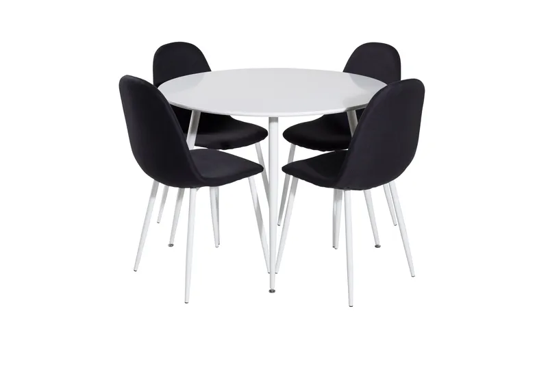 Plaza Spisebordssæt 100 cm Rund med 4 Polar Stole, Svart