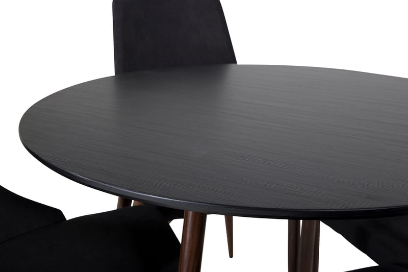 Plaza Spisegruppe 100 cm Rund med 4 Leone Stole - Svart - Møbler - Borde - Spisebordssæt