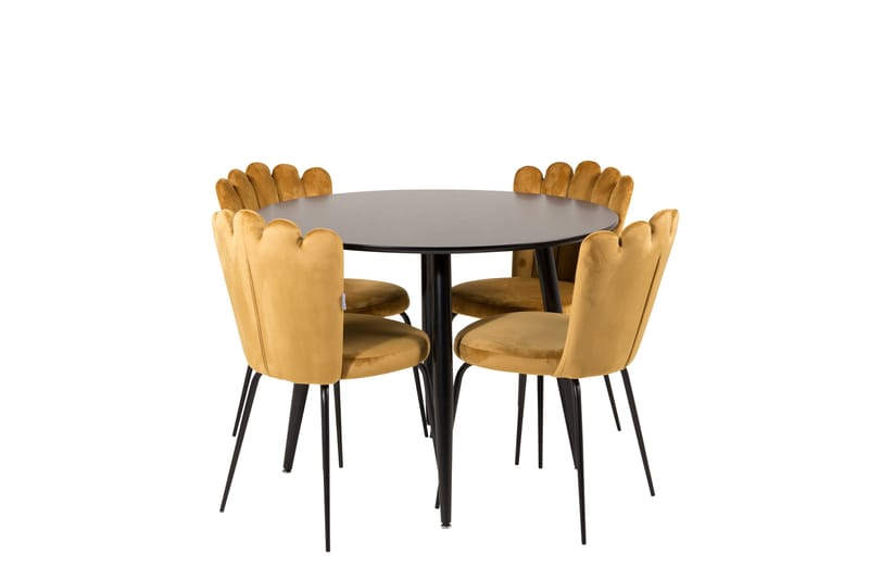 Plaza Spisegruppe 100 cm Rund med 4 Limhamn Stole - Svart - Møbler - Borde - Spisebordss�æt
