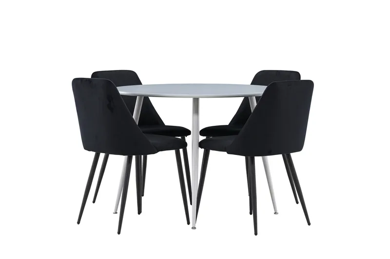 Plaza Spisegruppe 100 cm Rundt med 4 Night stole, Grå/Svart