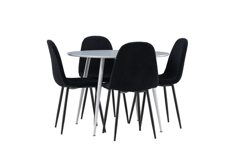 Plaza Spisegruppe 100 cm Rundt med 4 Polar stole - Grå/Svart - Møbler - Borde - Spisebordssæt