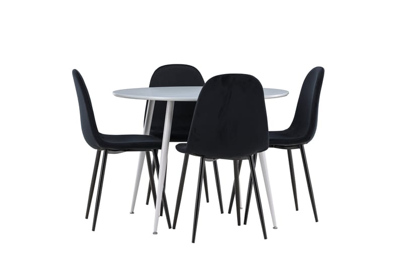 Plaza Spisegruppe 100 cm Rundt med 4 Polar stole - Grå/Svart - Møbler - Borde - Spisebordssæt
