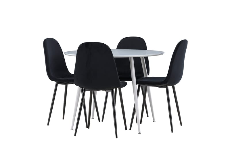 Plaza Spisegruppe 100 cm Rundt med 4 Polar stole - Grå/Svart - Møbler - Borde - Spisebordssæt