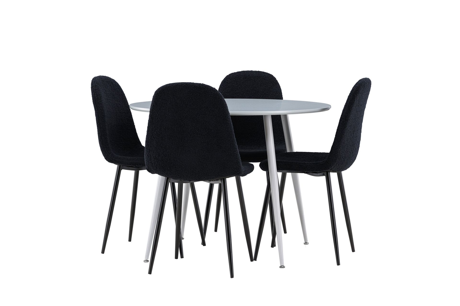 Plaza Spisegruppe 100 cm Rundt med 4 Polar stole - Grå/Svart - Møbler - Borde - Spisebordssæt