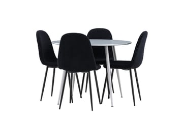 Plaza Spisegruppe 100 cm Rundt med 4 Polar stole - Grå/Svart - Møbler - Borde - Spisebordssæt