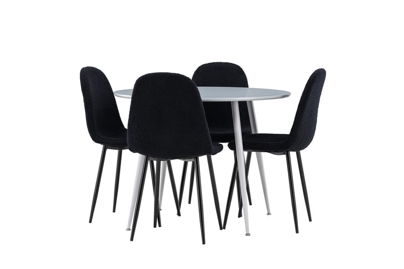 Plaza Spisegruppe 100 cm Rundt med 4 Polar stole - Grå/Svart - Møbler - Borde - Spisebordssæt