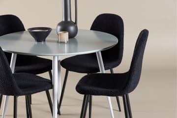 Plaza Spisegruppe 100 cm Rundt med 4 Polar stole - Grå/Svart - Møbler - Borde - Spisebordssæt