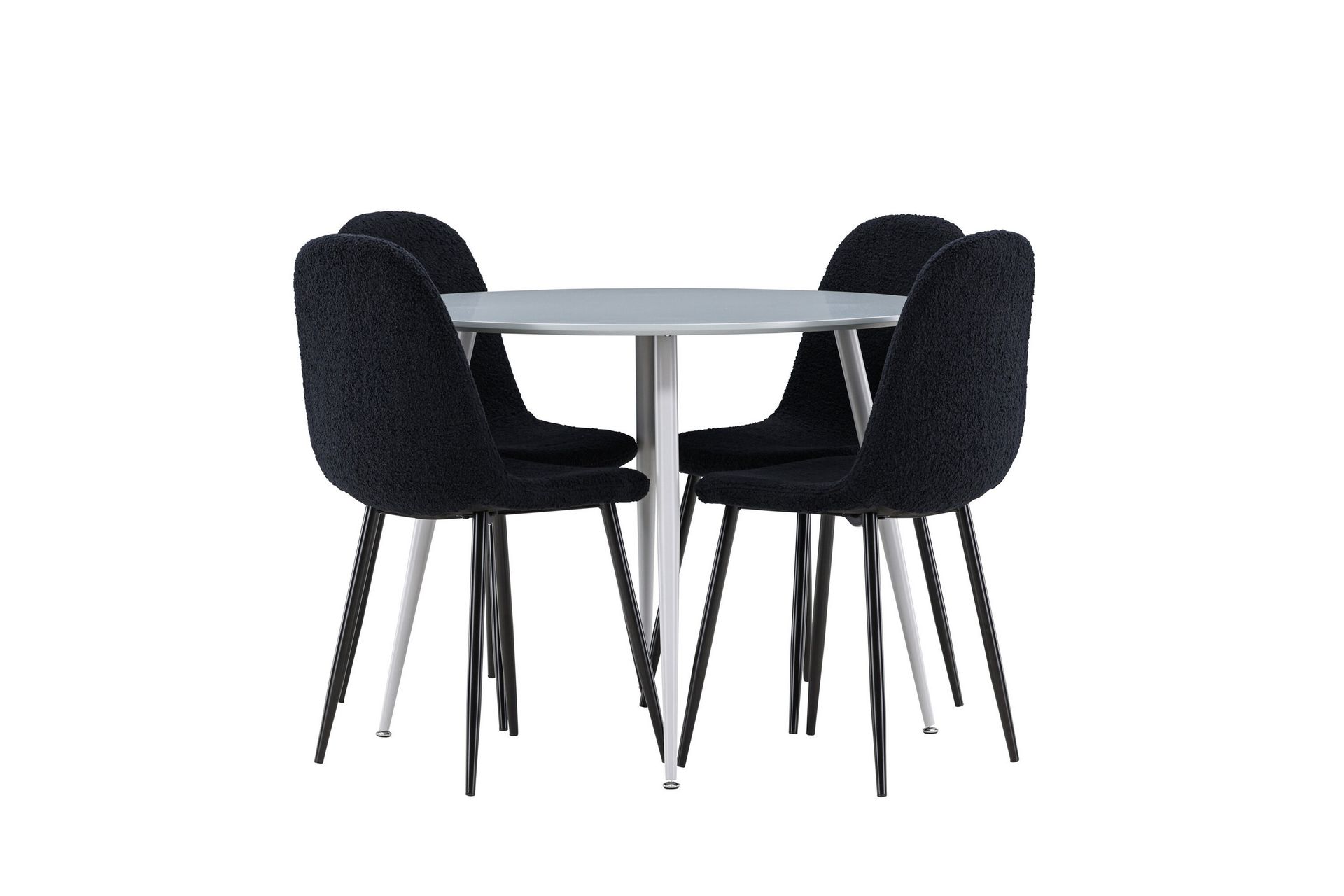 Plaza Spisegruppe 100 cm Rundt med 4 Polar stole - Grå/Svart - Møbler - Borde - Spisebordssæt
