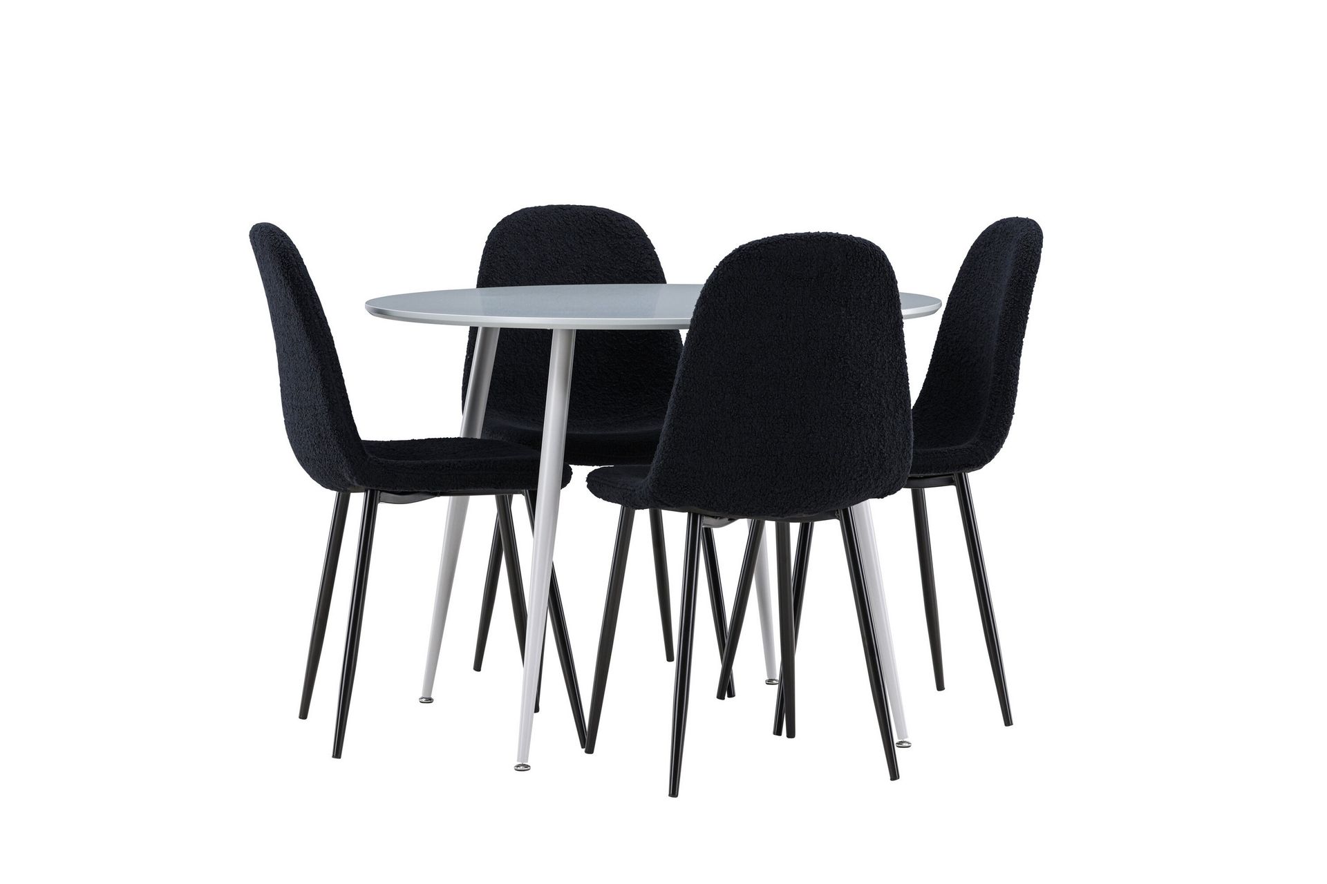 Plaza Spisegruppe 100 cm Rundt med 4 Polar stole - Grå/Svart - Møbler - Borde - Spisebordssæt