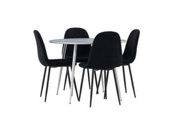 Plaza Spisegruppe 100 cm Rundt med 4 Polar stole - Grå/Svart - Møbler - Borde - Spisebordssæt